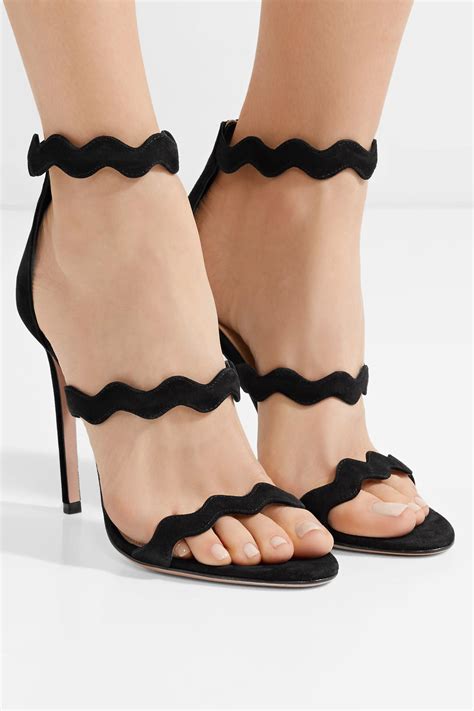 prada scalloped suede sandals|Prada heels platform.